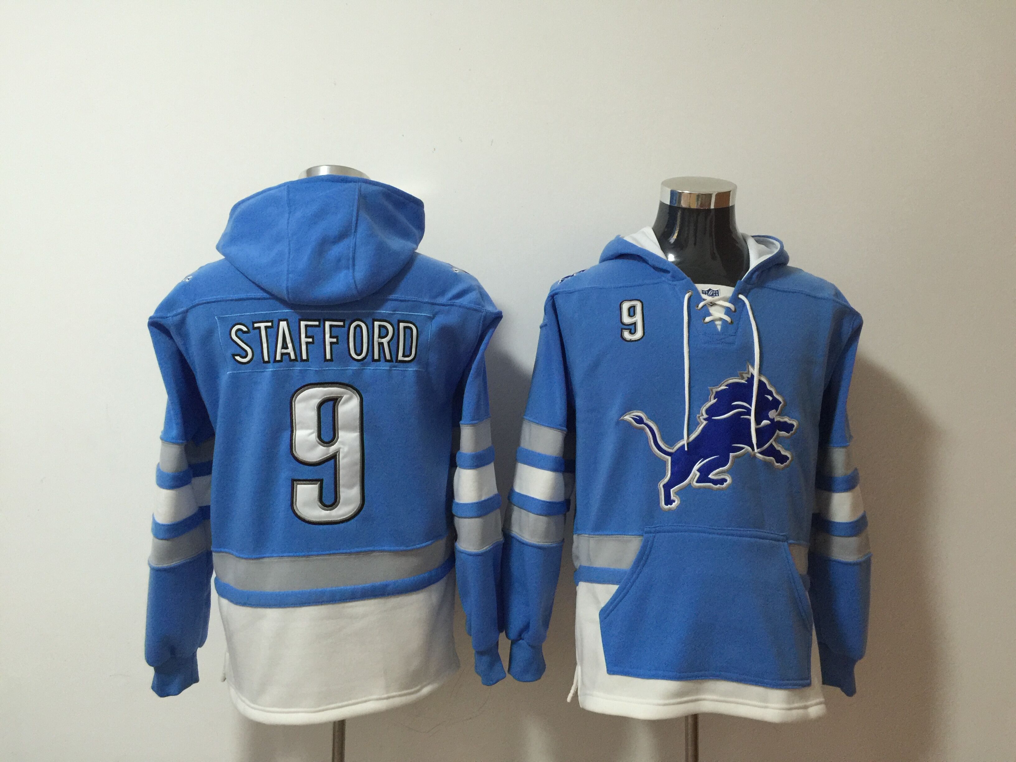 Men NFL Nike Detroit Lions #9 Stafford blue Sweatshirts